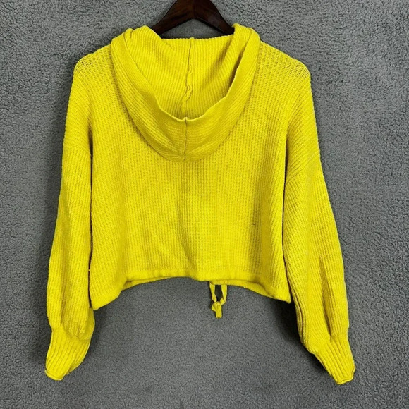 American Eagle Sweater Womens Medium Yellow Hoodie Pullover Tie Waist Oversized - Picture 6 of 6